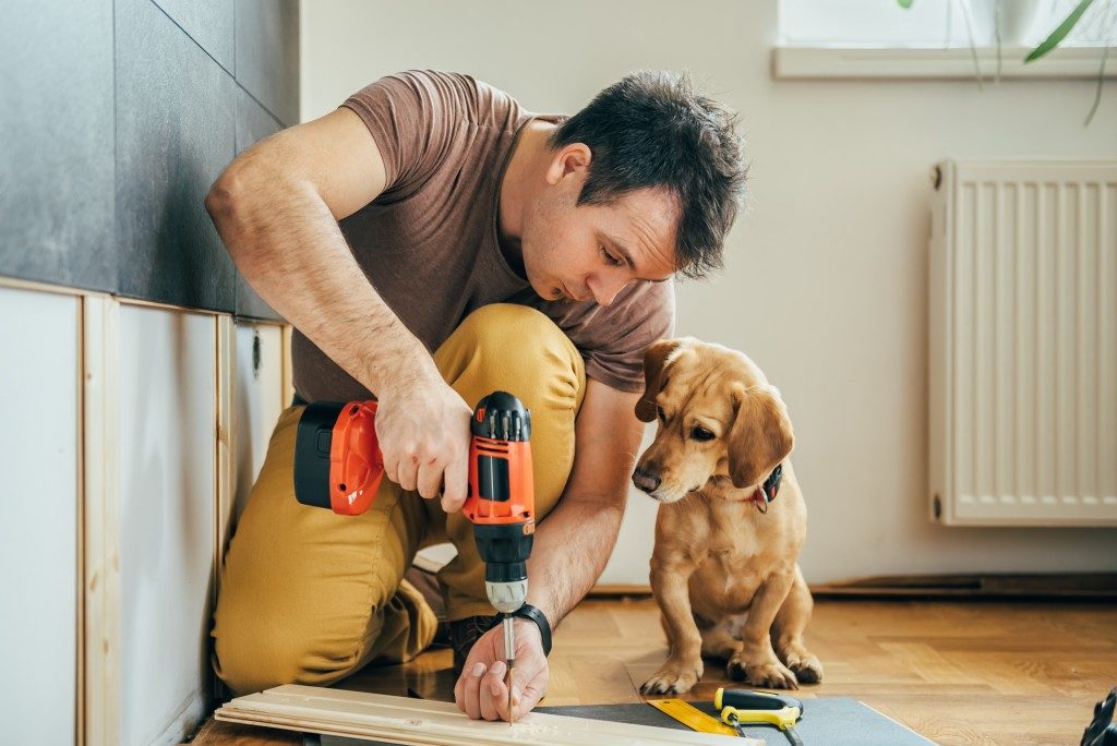 Man doing home renovation