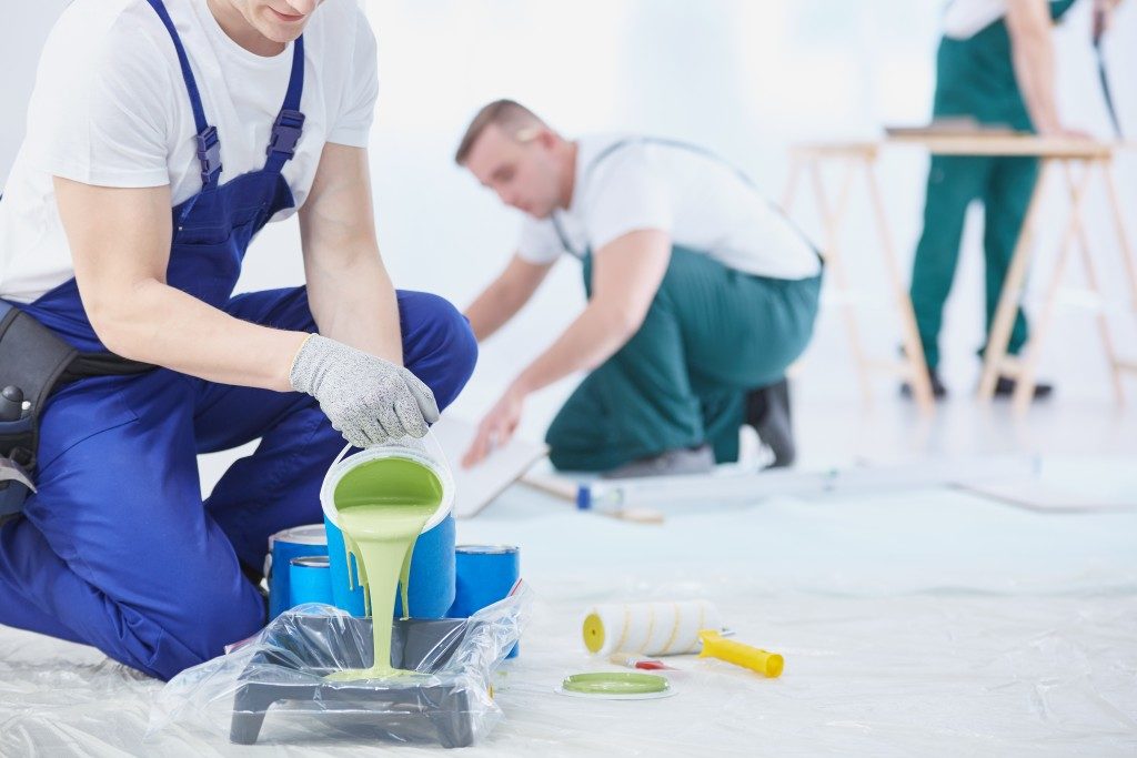 contractors painting house interior