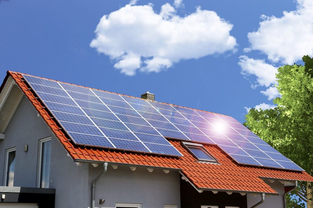 House with solar panels on the roof