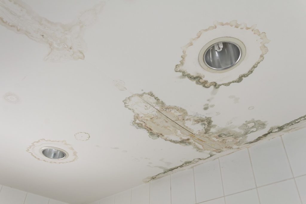 water damage on the ceiling