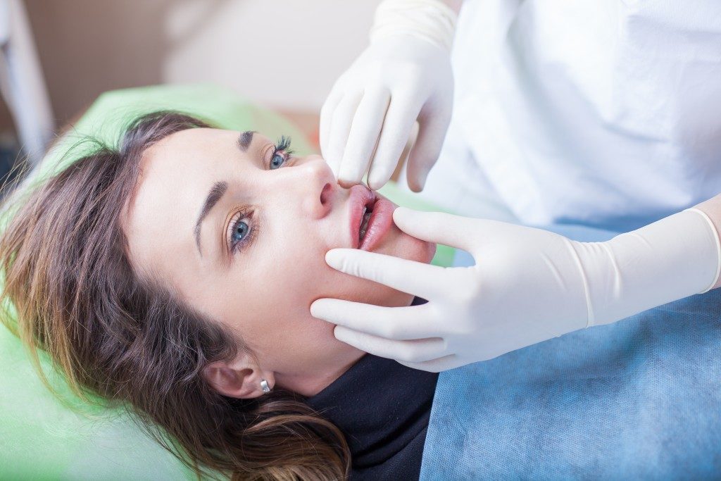 Woman undergoing cosmetic surgery