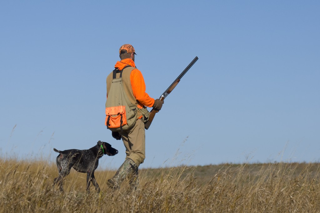 man out hunting with his dog