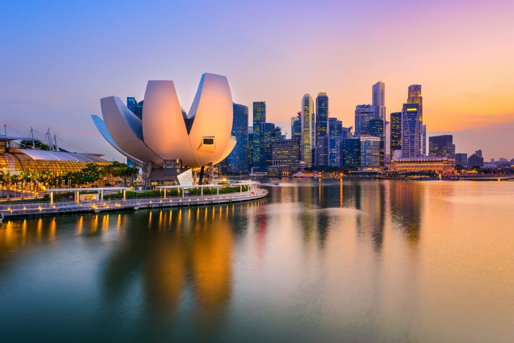 singapore city skyline in the late afternoon