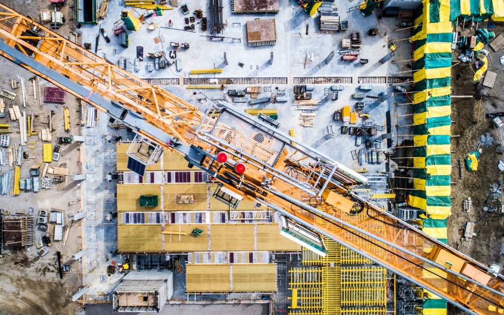 Bird's eye view of construction site