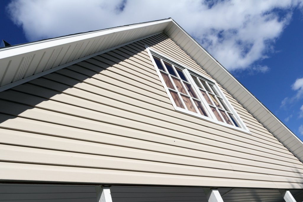 House exterior, against a blue sky