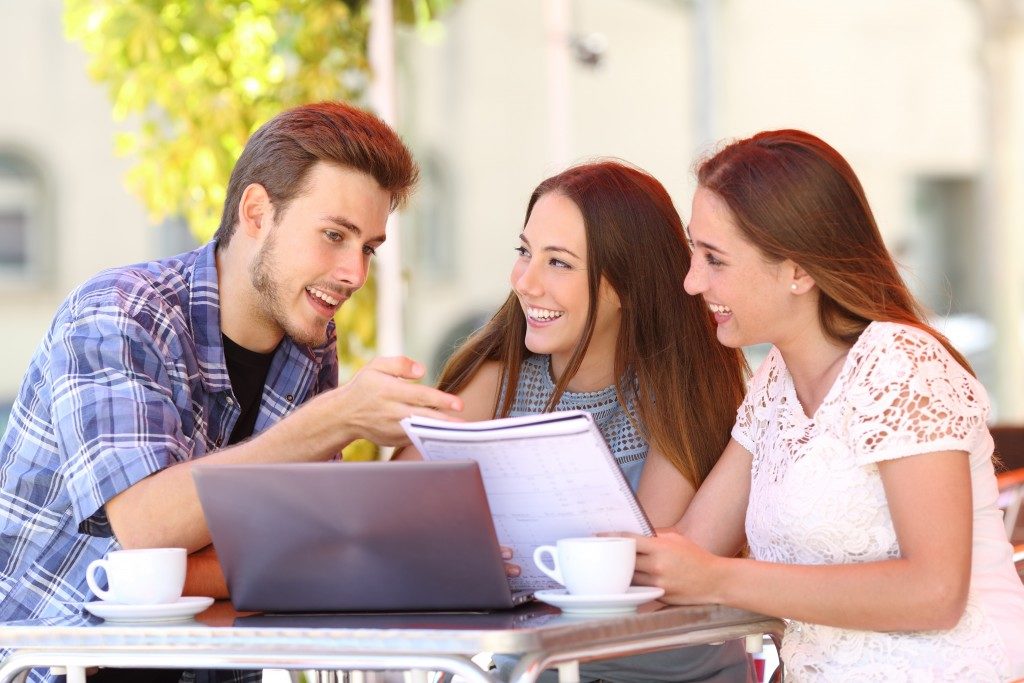 students studying for an exam