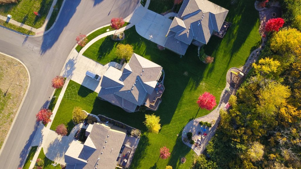 three houses next to each other