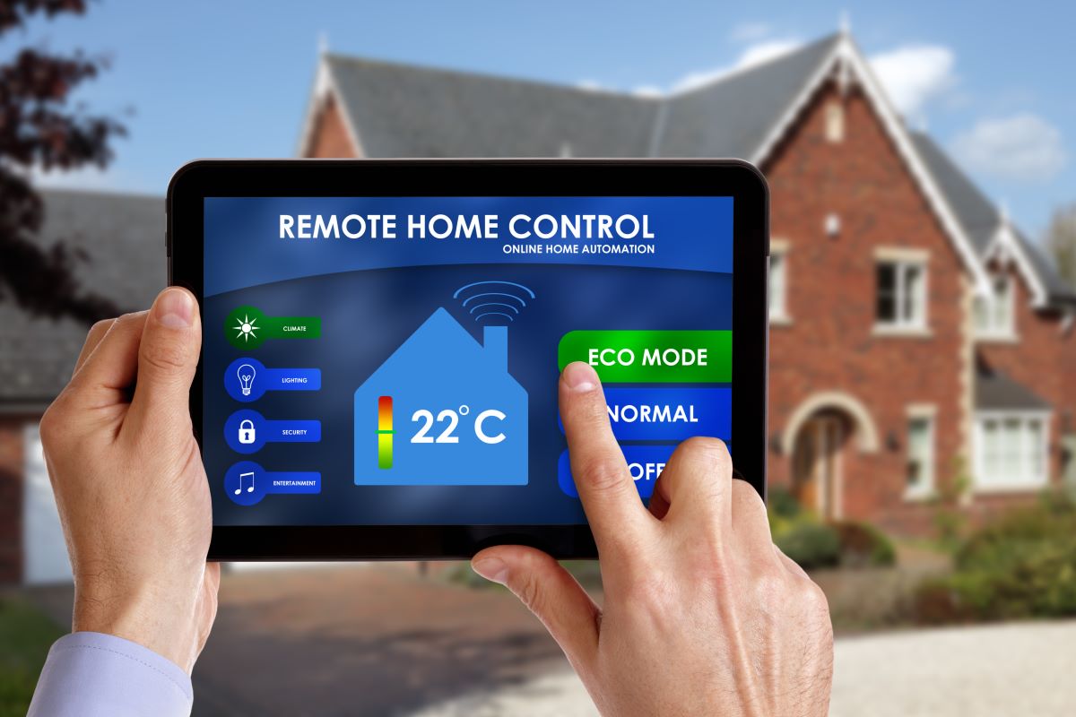 remote home control app on tablet