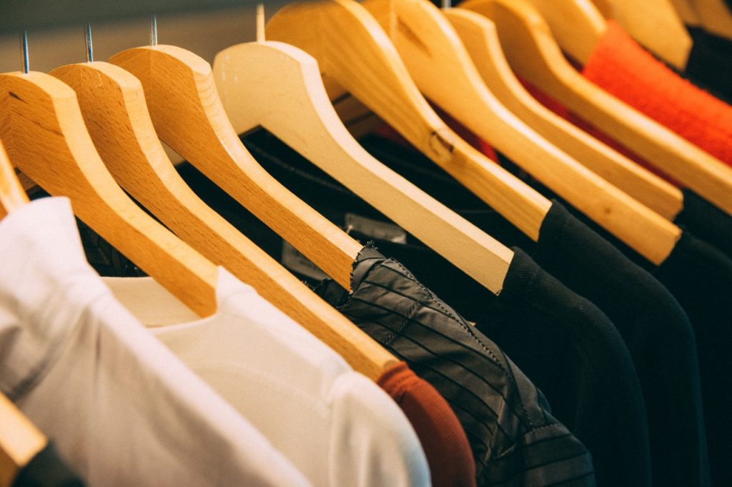 clothes on a rack