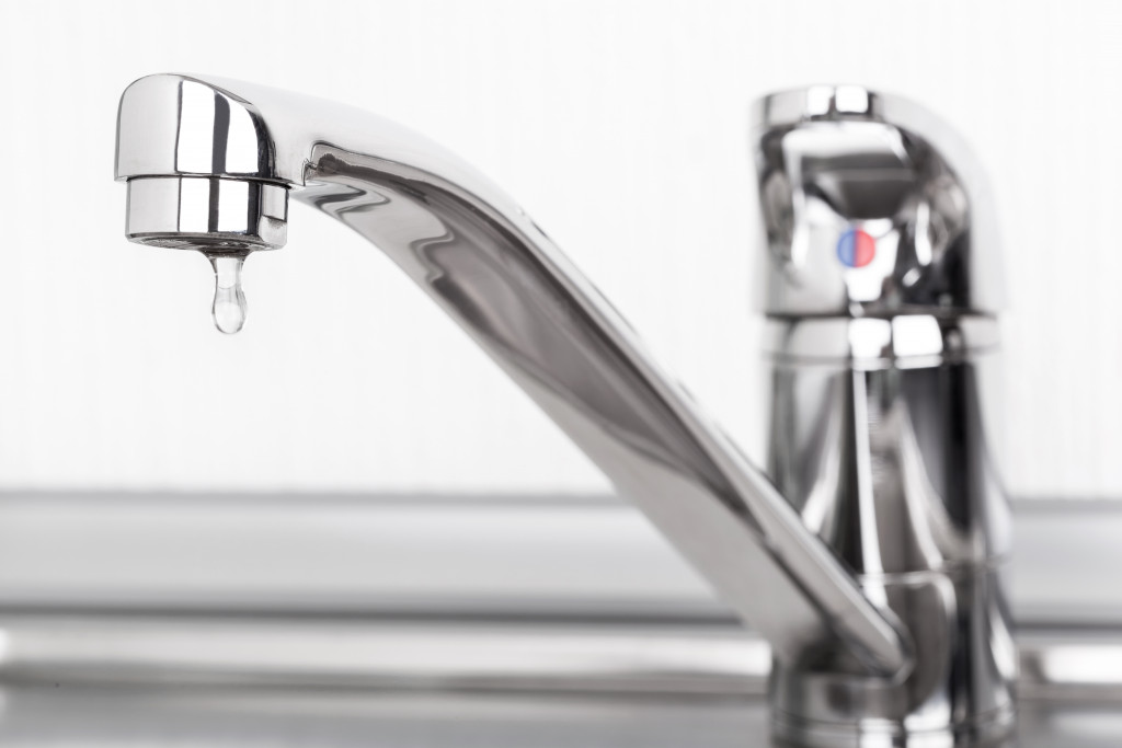 A water dripping from a faucet