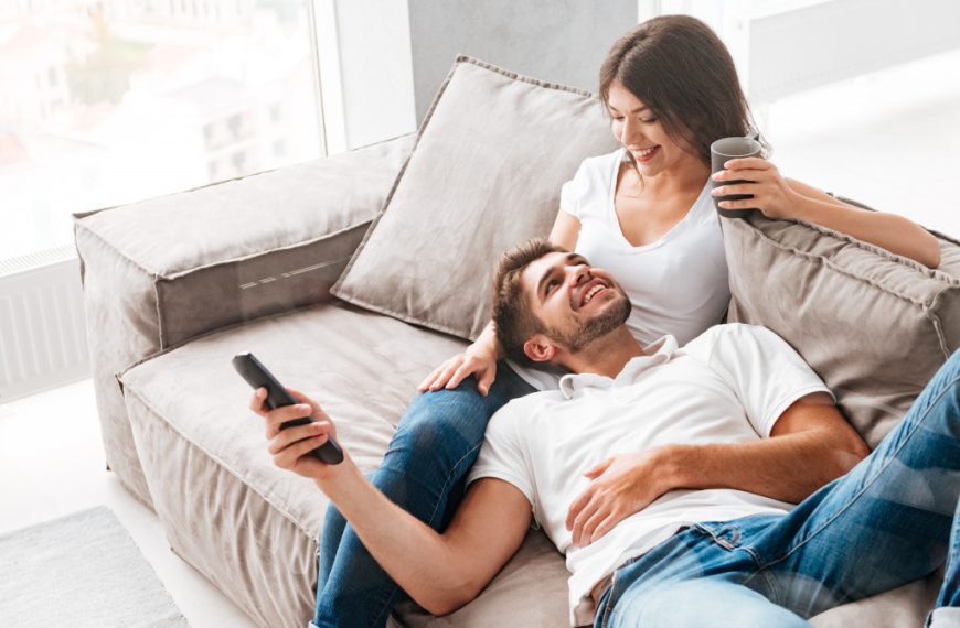 couple relaxing at the sofa
